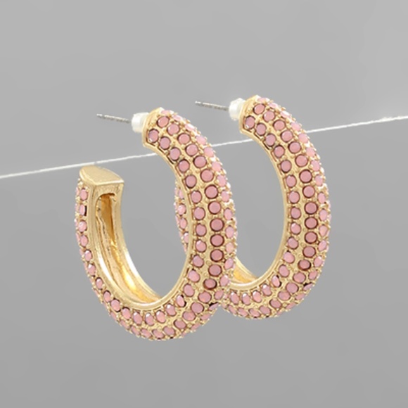 Paved Crystal Open Hoops - Picture 1 of 3